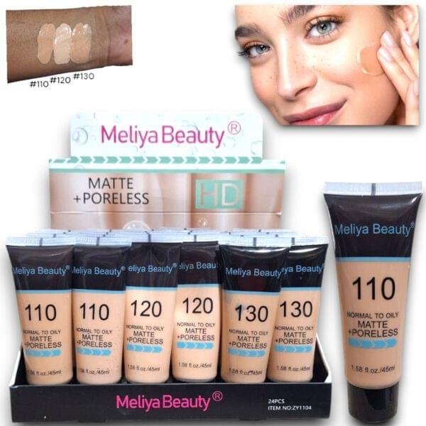 BASE LIQUIDA MATTE + PORELESS HD MELIYA BEAUTY  (ZY1104)